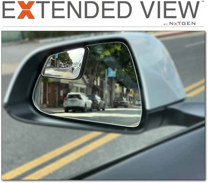 Blind Spot Mirrors- Compatible with Tesla Model S Extended View - 2 Piece Set (Left & Right)