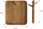 Solid Acacia Wood Key Tray and Bowl for Entryway Table - Jewelry Tray With 3 Hooks, Open Storage for Wallet, Glasses, Watches