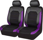 CAR PASS Leather Car Seat Covers Front Seats only, with Air Mesh Front Seat Covers Breathable, Cool Automotive Seat Covers 2 
