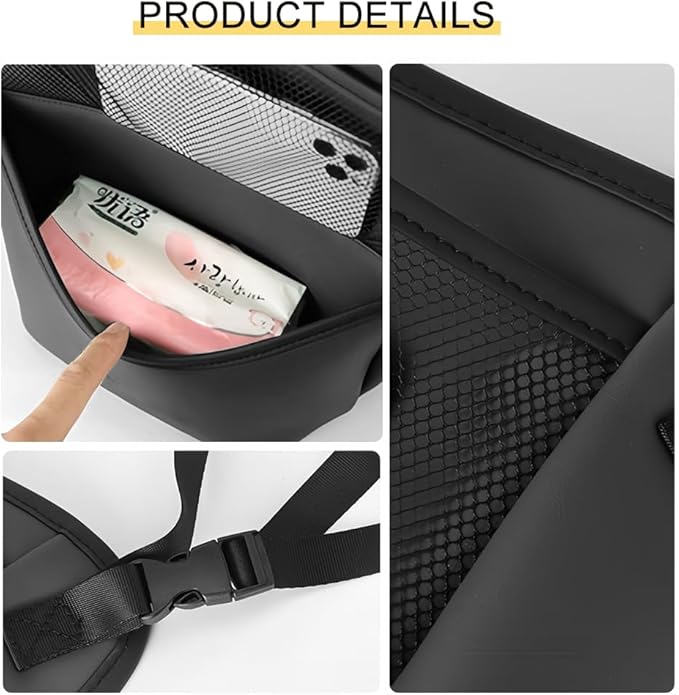 Tumecos Car Handbag Holder Between Seats, Multifunctional Car organizer for Center Armrest Box,Car Storage Bag Pocket Handbag Purse Holder for Storage, Large capacity, wear resistant(Black)
