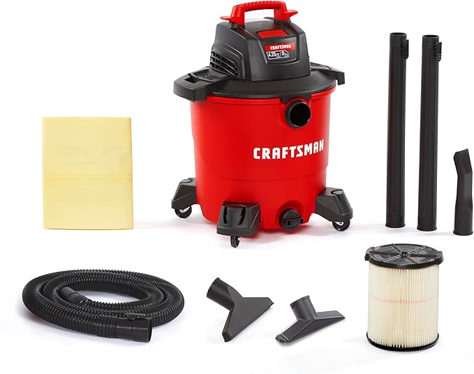 CRAFTSMAN CMXEVBE17590 9 Gallon 4.25 Peak HP Wet Dry Vac, Portable Shop Vacuum Wet and Dry with Filter, Dust Bag, Hose and At