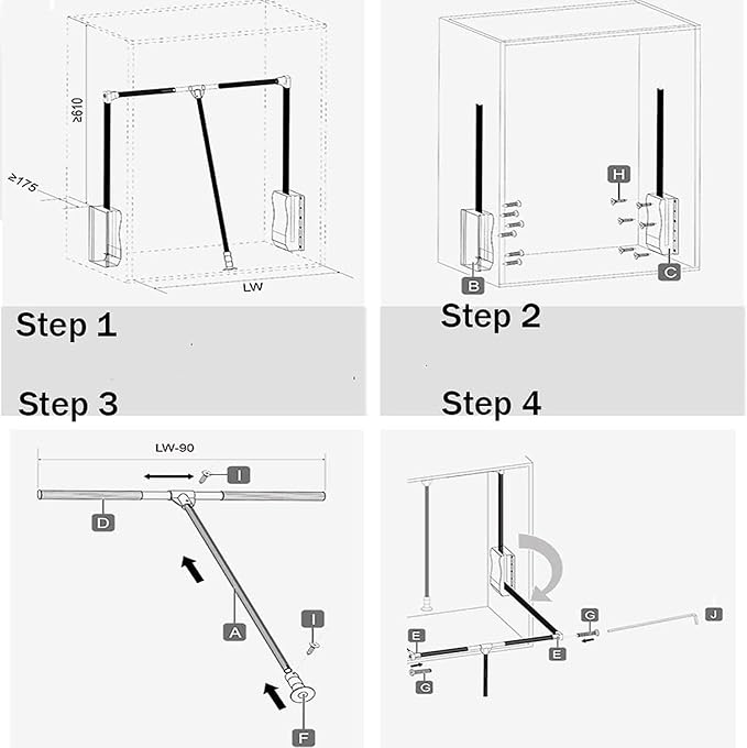 uyoyous Pull Down Closet Rods, Adjustable 35-48 Inch Wardrobe Rail Lift Collapsible Closet Rod Aluminium Retractable Wardrobe