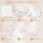 FZK Peg Board, 25pcs PegBoard Wall Organizer, 12in*12in, Includes 4 White Pegboard and Accessories, Plastic Pegboard for Room