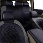 Universal Deluxe Pu Luxury Vinyl Faux Leather Car Seat Covers Full Set, Airbag Compatible, Breathable, Fit for Most Sedans, V