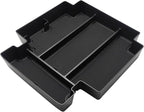 Muslogy for 2021-2024 2025 2026 Sliding Console Yukon Tahoe Suburban Center Organizer Armrest Storage Tray Compatible with GMC Yukon Chevy Tahoe Suburban Fit for Power Sliding Console (Black)