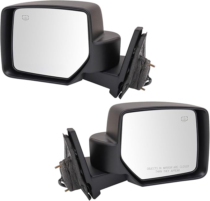 TRQ 2 Piece Driver and Passenger Side Mirror Assembly Set Electric Adjustment Heated No Memory Textured Compatible with 2007-
