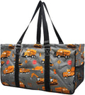 NGIL Extra Large Utility Tote Reusable Grocery Bag Oversized Collapsible for Groceries, Storage, Picnic, Beach (Construction Trucks-black)