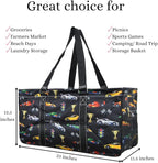 NGIL Extra Large Utility Tote Reusable Grocery Organizing Bag Oversized Collapsible for Storage, Picnic,Car, Beach (Racecar-Black)