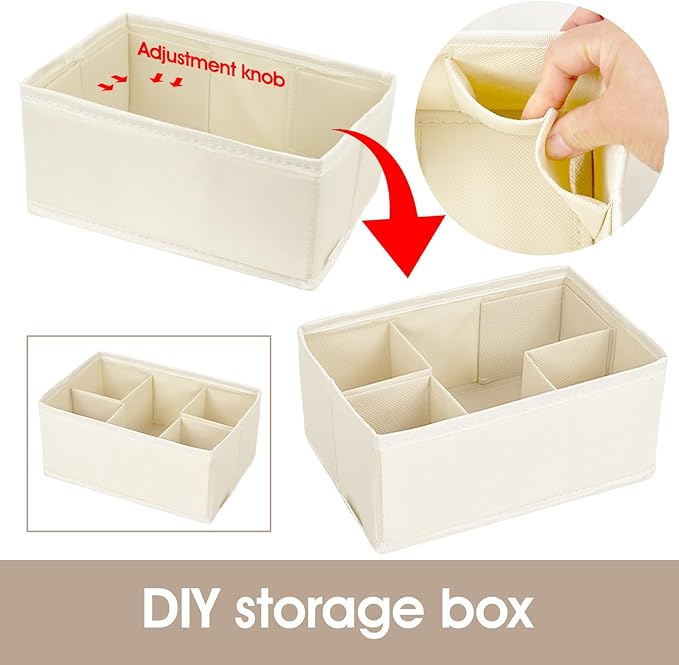 VERONLY Cosmetic Storage Bins Makeup Organizer, Adjustable Multifunction Storage Box Desk Drawer Divider for Makeup Brushes, 