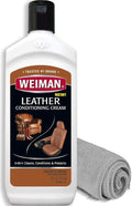Weiman 3 in 1 Deep Leather Conditioner Cream (Microfiber Cloth) - Restores Leather Surfaces - Use on Leather Furniture, Car S