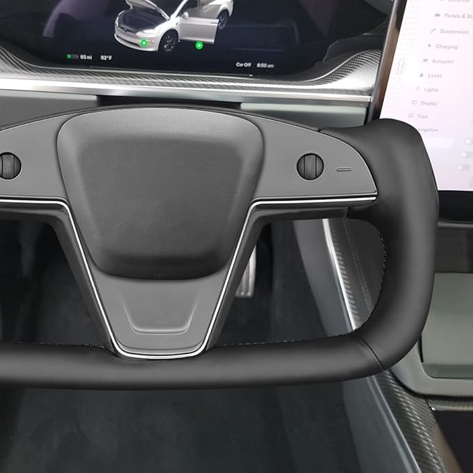 MEWANT Hand Stitched Tesla Model S Yoke Steering Wheel Cover Wrap for Tesla Model S 2021-2023 / Model X 2021-2023 Tesla Yoke Steering Wheel Accessories