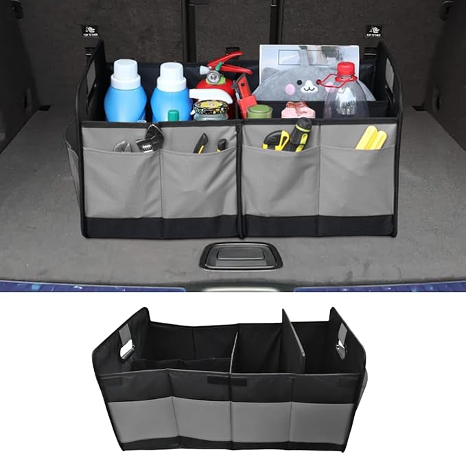 Car Trunk Organizer, Large Capacity Oxford Cloth Car Storage Box, Collapsible Multi-Compartment Organization Container,