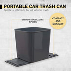 Car Trash Can 1.4 Gallon with Stability Flap & Magic Strips — No-Tip Leakproof Car Garbage Bin for Car Floor, Mats, Front or Back Seat, SUV, Truck, Van, Vehicle Interior Organizer (Gray)