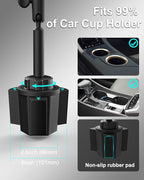 woleyi Cup Holder Tablet Holder for Car Mount - [Metal Arm] Heavy Duty Adjustable Car Cup Tablet Mount Truck Car Accessories, for 4-13" Tablets iPad Pro Air Mini, Galaxy Fold, Kindle Fire, iPhone