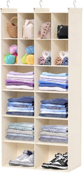 Ofiray-home 6 Tier Hanging Closet Organizer, 16 Compartments Sweater Organizer for Closet with 3 Sturdy Hooks, Closet Organiz