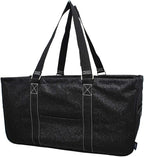 NGIL Extra Large Utility Tote Reusable Grocery Bag Oversized Collapsible for Groceries, Storage, Picnic, Beach (Glitter-Black)