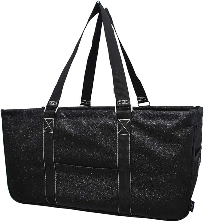 NGIL Extra Large Utility Tote Reusable Grocery Bag Oversized Collapsible for Groceries, Storage, Picnic, Beach (Glitter-Black)