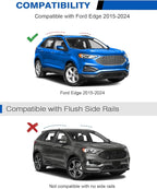 Roof Rack Cross Bars 220lbs Compatible with Ford Edge 2015-2024,Heavy Duty Aluminum Lockable Roof Rails Crossbars Cargo Canoe Black Rooftop Cargo Carrier Luggage.