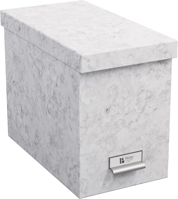 Bigso John Fiberboard Label Frame Desktop File Storage Box - Document Organizer for Important Paperwork - Durable Hanging Fil