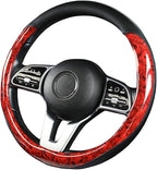 Wood Grain Steering Wheel Cover Microfiber Leather Breathable Anti Slip Universal Protector 14.5-15 inch Car Interior Accesso
