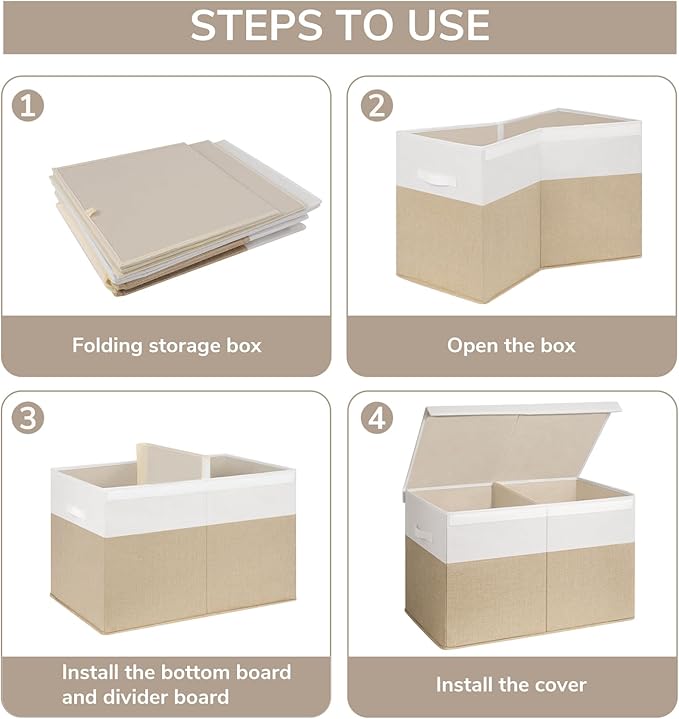 INDRESSME Large Toy Box with Lid, Collapsible Toy Storage Organizer Chest with Divider, Foldable Toy Bin for Kids Boys Girls 