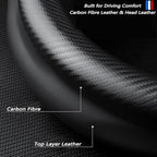Customized Steering Wheel Cover Compatible with Nissan, Nappa Leather & Carbon Fiber Design Car Steering Wheel Cover, with Coasters and 3-in-1 USB Fast Charging Cable (Black)
