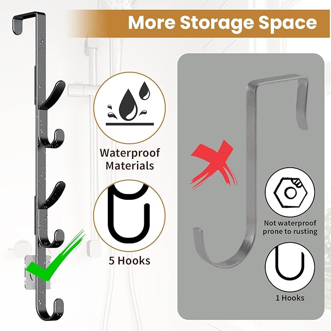 Over The Door Hooks, Metal Door Hooks for Hanging, Over The Door Purse Organizer for Coat Hanger, Back of Shower Door for Han