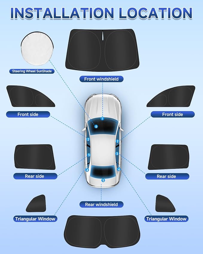 8PCS Window Shades for Forester 2019-2024 Accessories – Full Coverage Sun Shade for Side Windows, Rear Triangular & Windshield – UV Protection & Privacy for Camping, Napping, Relaxing