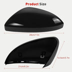 Left Driver Side Mirror Cap Compatible with Volkswagen Jetta 2019-2025, Door Rearview Mirror Cover Fit for Jetta US Version Without Turn Signals Replace 17A857537AGRU 17A857537GRU - Glossy Black