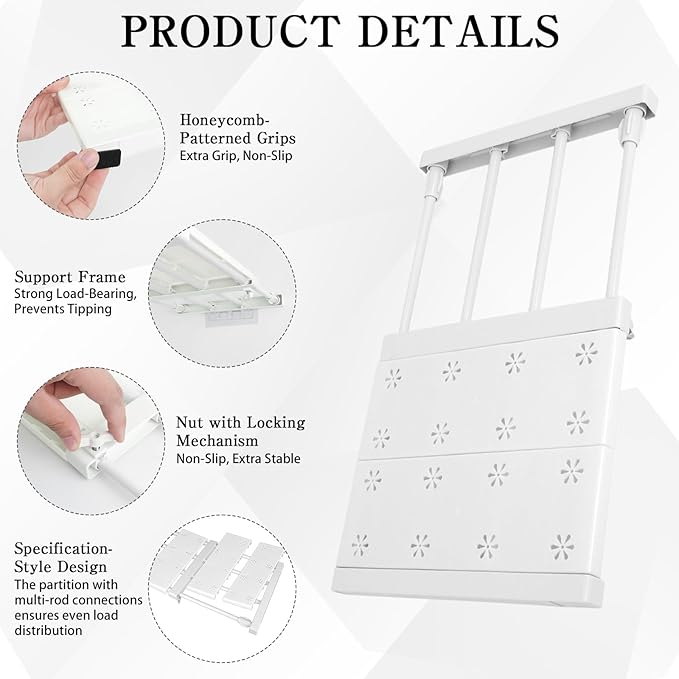5 Pcs Closet Tension Shelf Rod Expandable Adjustable 10.83-18.3 inch Shelf Locker, Wardrobe Storage Organizer, Cabinet Layere