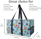 NGIL Extra Large Utility Tote Reusable Grocery Bag Oversized Collapsible for Groceries, Storage, Picnic, Beach (Train Print-Navy)