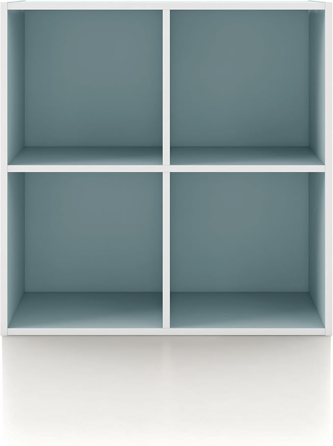 Homes: Inside + Out Apexa 4-Cube Storage Organizer Shelves, Stackable Wood Bookcase Fits Cubby Bins for Organization, Dorm Te