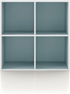 Homes: Inside + Out Apexa 4-Cube Storage Organizer Shelves, Stackable Wood Bookcase Fits Cubby Bins for Organization, Dorm Te