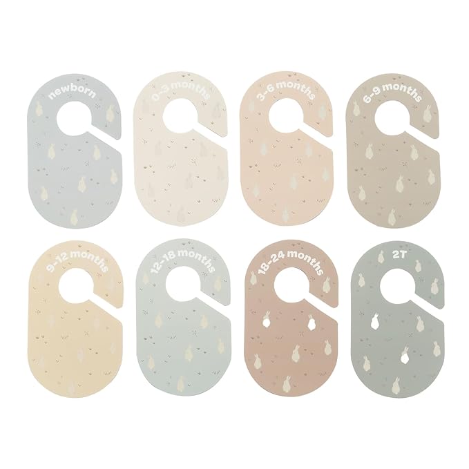 3 Sprouts Baby Closet Dividers 8-Piece Set Newborn to 2T - Double-Sided Organizer for Nursery Clothing Storage - Rabbit