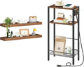 HOOBRO Floating Shelves and Console Table Bundle, Wall Mounted Shelf Set of 2, 15.7" Narrow Entryway Table with Charging Stat