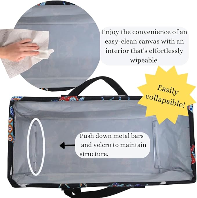 NGIL Extra Large Utility Tote Reusable Grocery Organizing Bag Oversized Collapsible for Storage, Picnic,Car, Beach (Stallion Wild Horse Black)
