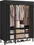 Portable Closet,Garment Rack,Heavy Duty Clothes Rack with Cover,Wardrobe Closet with 2 Hanging Rods, 6 Storage Shelves,43.3" 