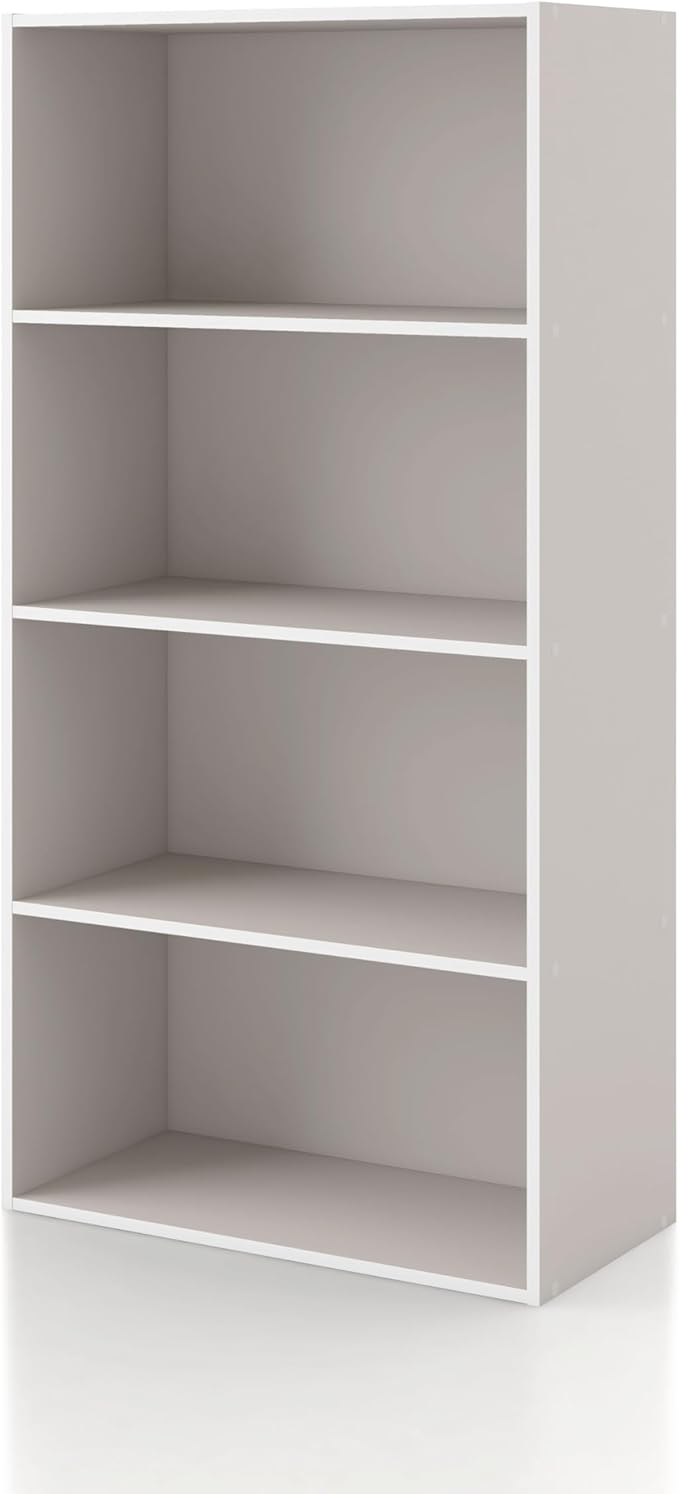 Homes: Inside + Out Apexa 4-Tier Cube Storage Organizer Shelves, Stackable Wood Bookcase Fits Cubby Bins for Organization, Do