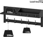 AMBIRD Wall Hooks with Shelf, 26.57 Inch Entryway Wood Coat Hooks for Wall, Coat Rack Wall Mount Rack with 5 Dual Hooks 3 Key