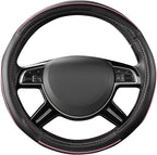 CAR Pass Colour Piping Leather Universal Fit Steering Wheel Cover, Perfectly fit for 14.5-15 inches Suvs, Vans, Trucks, Sedan