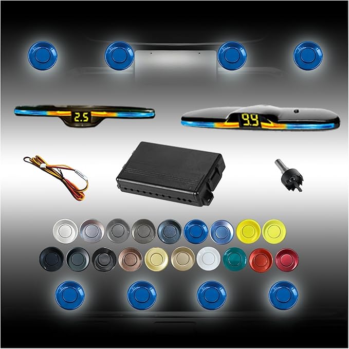 New Features Forward and Reverse Parking sensors, Option to Measure Distance in inches, bidirectional Display Option, and Customizable Digital Direction 18 Color Probes to Choose from(Blue)