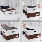 PRANDOM Foldable Storage Bins with Lids [3-Pack] Fabric Collapsible Storage Boxes Baskets Cubes Containers with Handles for C