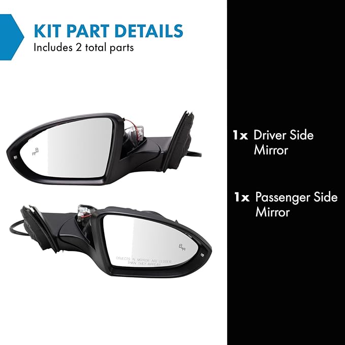 TRQ Driver & Passenger Side Power Heated Memory Mirrors Paint to Match with Housing Turn Signal Compatible with 2019-2022 Vol