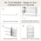 Homsorout Over the Door Hat Rack - 3-Layer Design Hat Organizer Holds 30-36 Hats with 10 Hooks, Ideal Hat Rack for Door, Over
