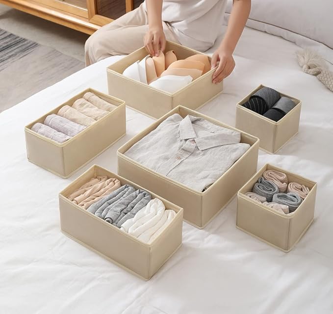 Fordonral 12 Pack Drawer Organizer Clothes, Foldable Fabric Dresser Organizer Closet Organizers and Storage Box for Underwear