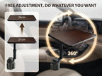 Car Desk for Laptop,360° Rotating Cup Holder Table,Walnut-Colored Wooden Car Laptop Mount,Adjustment Car Desk&Car Table Tray Compatible with Tesla Model 3/Y/S&Most Vehicles