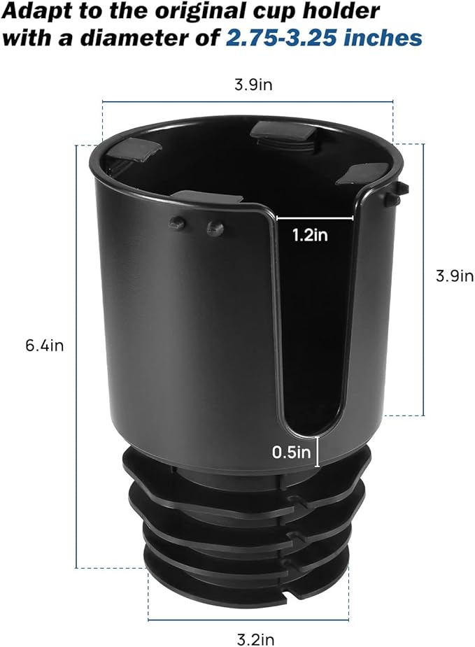 JOYTUTUS Large Stable Cup Holder Expander for YETI, Hydro Flask, Hold 18-40 oz Bottles and Mugs, Car Cup Holder Adapter with 
