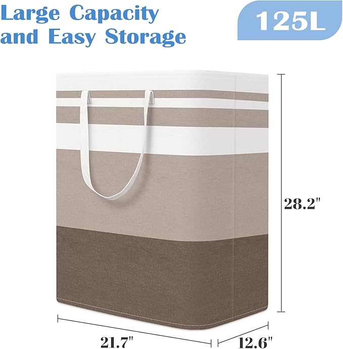 BlissTotes 3-Pack Laundry Basket, Freestanding＆Waterproof Laundry Hamper, Collapsible Tall Clothes Hamper with Easy Carry Han