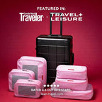 LeanTravel Premium Compression Packing Cubes for Travel - Suitcase Organizer Bags with Double Zipper & Breathable Mesh Panel 