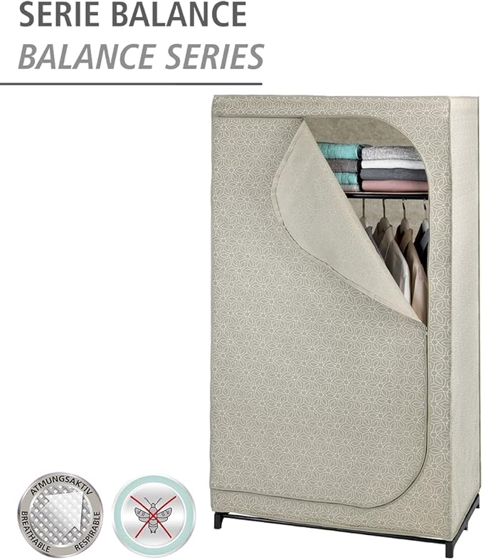 WENKO Balance 64511100 Wardrobe with Shelf Mobile Wardrobe 90 x 160 x 50 cm Beige
